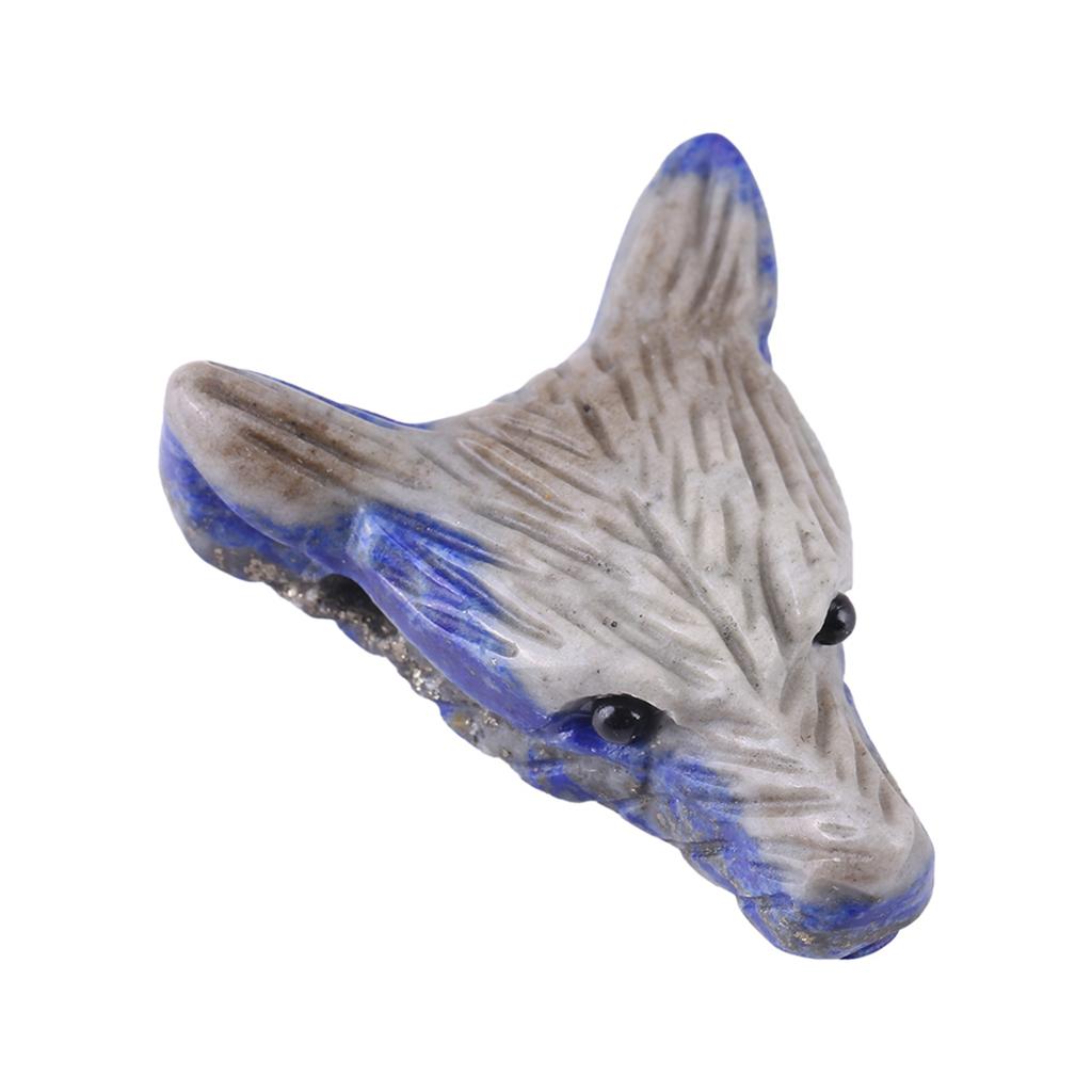 1pc Wolf Head Shaped Pendant Natural Lapis Lazuli Stone Charm Small Adornment 4cm