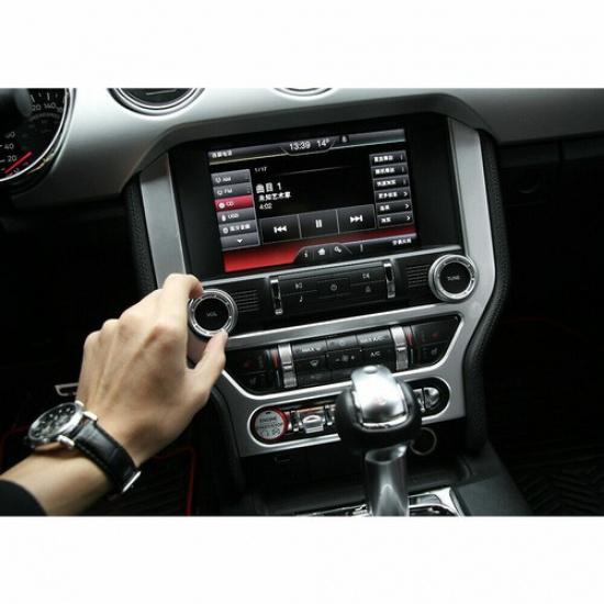 Car Center Console GPS Frame Panel Cover Trim For Ford Mustang 2015+ Silver