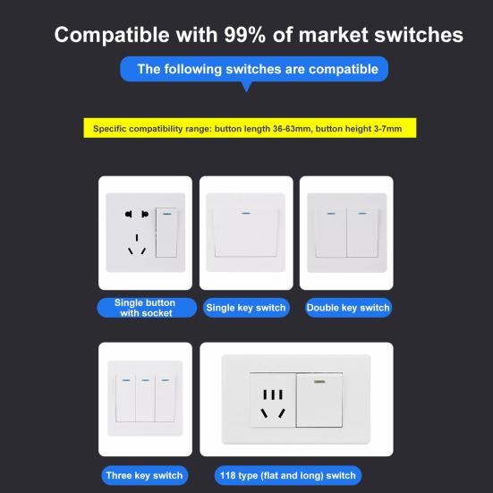 Smart Switch Kabelloser Lichtregler mit Fernbedienung, keine Verkabelung erforderlich, universeller, einfach zu installierender Lichtschalter-Tastendrücker