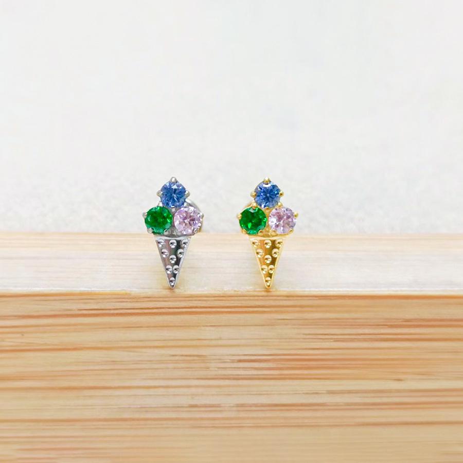 F136 Star Moon Diamond Lip Stud 5-Sided Iron Tower Ear Cartilage Piercing Jewelry 1.2x6/8mm