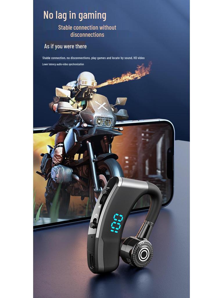 V9 Wireless Bluetooth Earphones: Low Latency, Ear-hook Design, Long Battery Life, Ideal for Gaming, Business, Sports, and In-ear Use