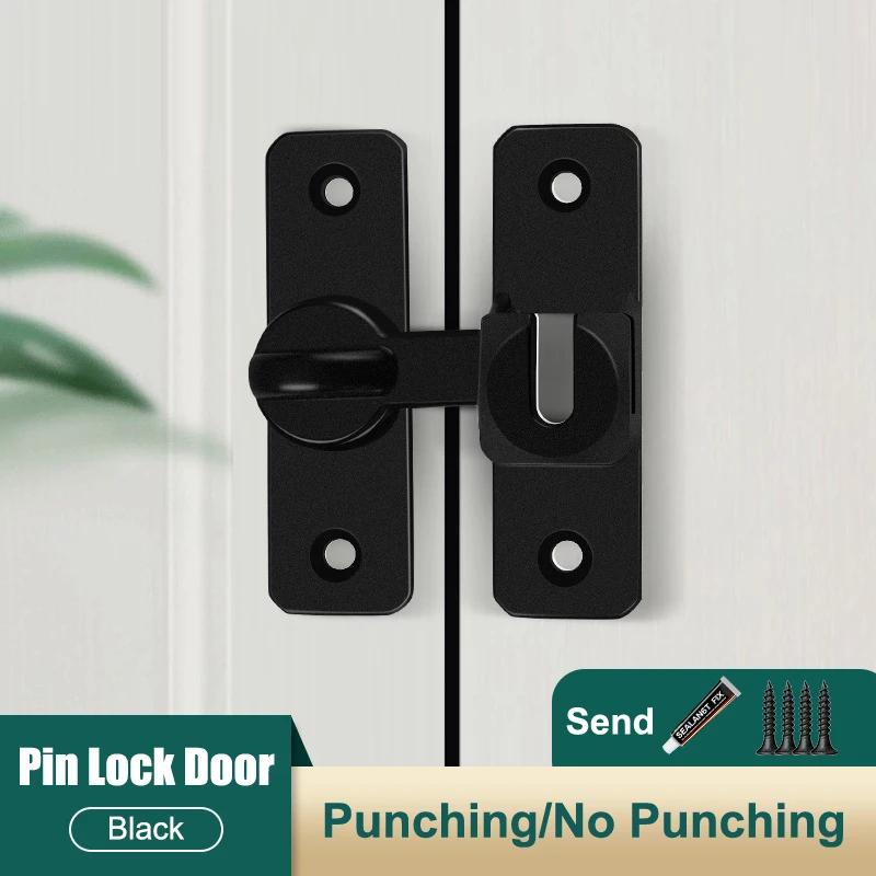 1pcs Aluminum Door Lock-No-Drill Anti-Theft Right Angle Slide Latch 90°/180° Adjustable Sliding Bolt