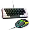 61-Key RGB Wired Gaming Keyboard & Mouse Set, Non-mechanical Membrane, Black & White, with Seven-Color Mini Backlight