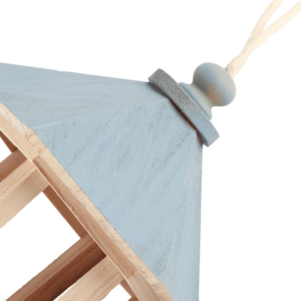 Outdoor Wooden Birds House Shaped Feeder Food Container with Hang Rope for Garden Park