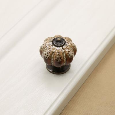Bouton de meuble en céramique simple style rural à un trou avec poignée citrouille motif léopard style européen Boutons de tiroir ronds vintage Commode