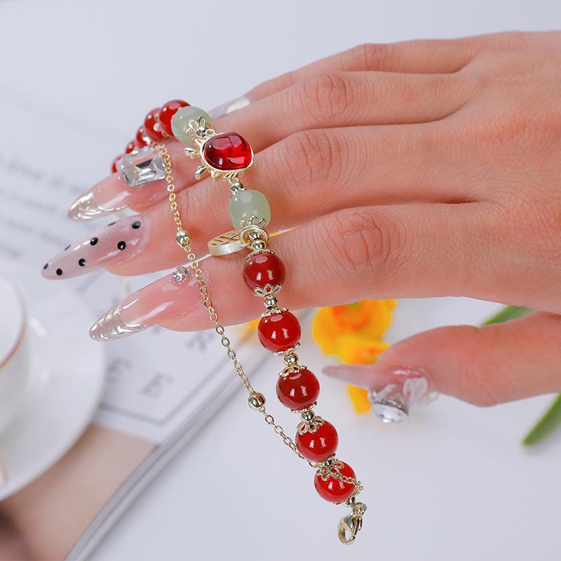 Pulseira Hetian Jade Fu para Mulheres, Design Único, Atraente de Riqueza, Adequada para Estudantes, Presente Ideal em Estilo Antigo para Melhores Amigas.