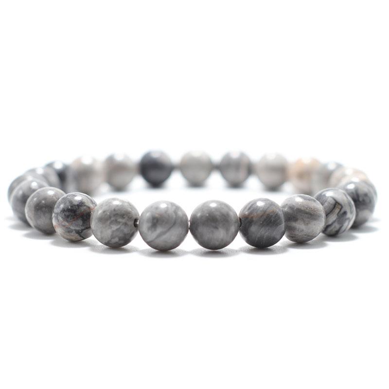 New Simple Style 8mm Gemstone Stretch Beaded Bracelet Men Women Natural Tiger Eyes Lava Onyx Stone Hand Accessories Pulseria