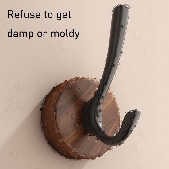 Adhesive Wall Hook No Drill Rustproof Hook with Retro Wood Grain Pattern Hanger for Bathroom