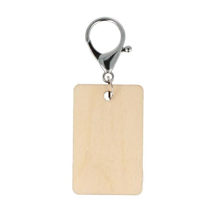 Keychains - ARTEMIO - Rectangular - Wood - 3.5 X 5.5 Cm - 3 Pcs