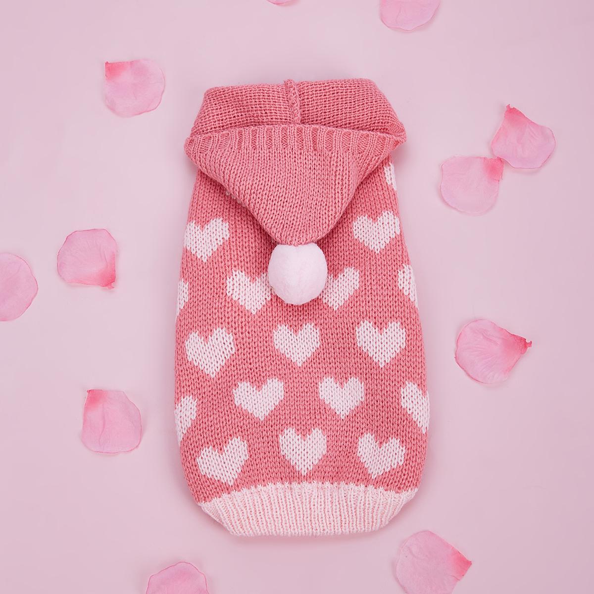 

Dog Sweaters Everyday and Valentine s Day Hooded for Small Medium Dogs Turtleneck Pink Dog Sweaters Knit Pullover Pet Sweatershi XS（old） розовый