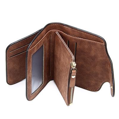 Portafoglio corto in pelle PU per donna Portamonete con cerniera a scatto Porta carte multi slot