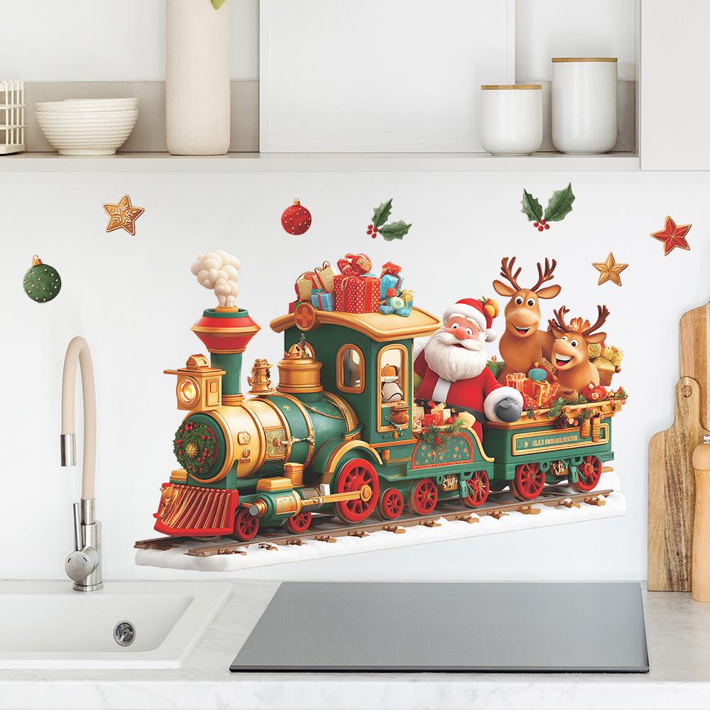 Kreativní vánoční vláček, Santa Claus, Sobí domácí sváteční atmosféra Dekorativní samolepky