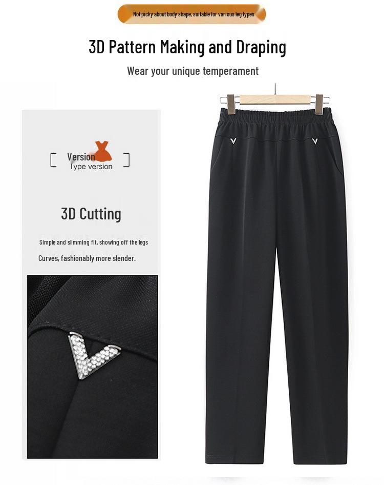 Elastische Bundhose mit geradem Bein für Frauen mittleren Alters und ältere Frauen - Vielseitige Freizeithose mit Taschen für Frühling und Herbst.