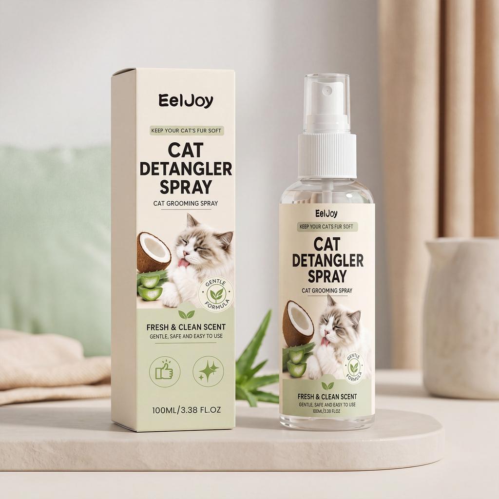 EELJOY Cat Hair Conditioning Spray Gentle No-Rinse Care for Shiny Smooth Coat Portable Pet Grooming 100ml