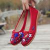Women Ladies Casual Floral Round Toe Wegdes Embroider Loafers Canvas Shoes
