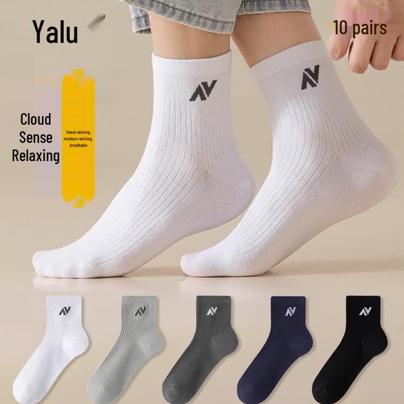 Yalu Men s Casual Sports Mid-Calf Socks One Size