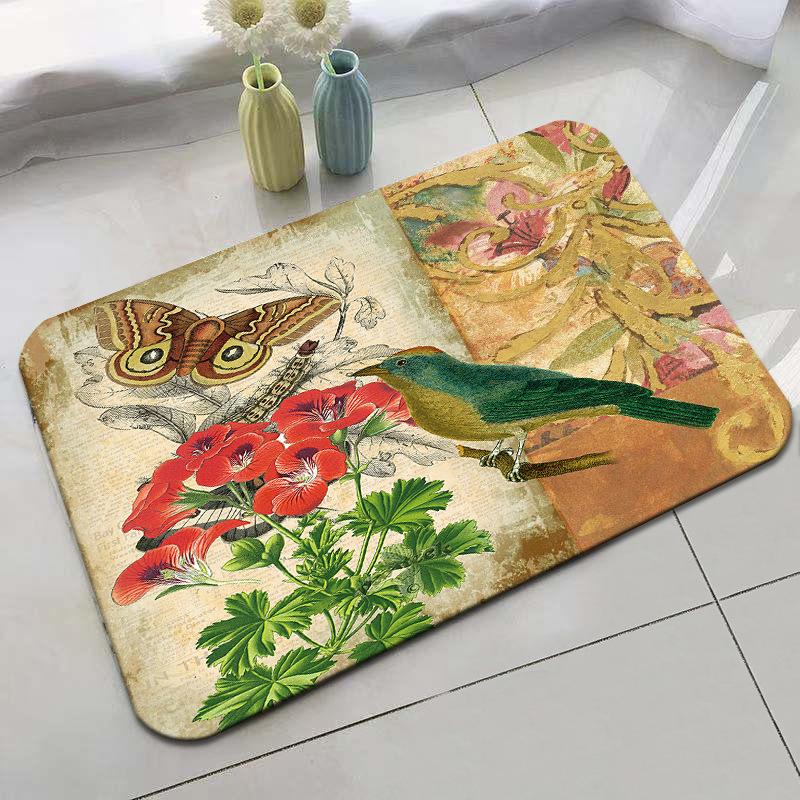 Retro Rural Style Floor Mat Entrance Mat Bathroom Door Mat Absorbent Carpet Living Room Coffee Table Mat