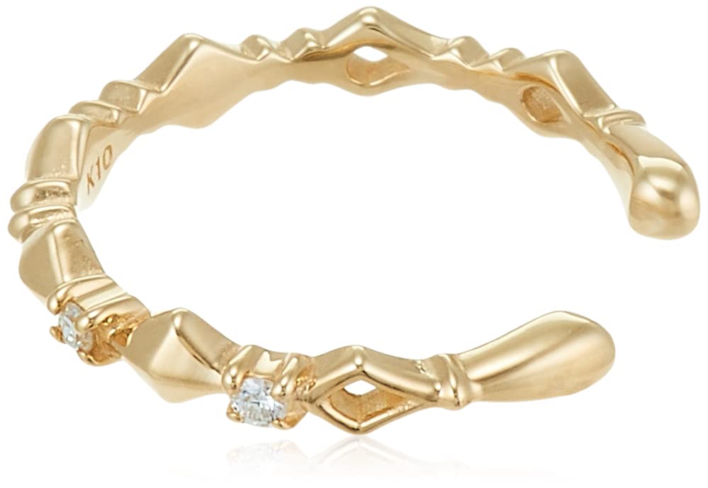ESTELLE [Official] Women's Ear Cuff, 10K Yellow Gold with Diamonds, Single Ear (0291-0452-0019-0000)
