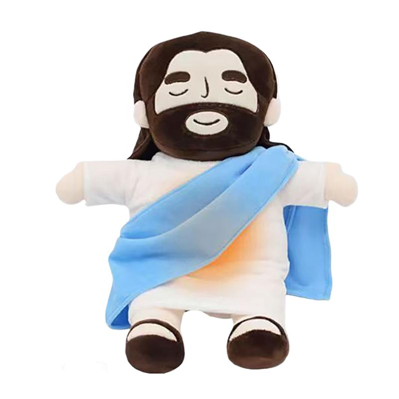 1Pc Children Music Sleep Companion Soothing Breathing Jesus Plush Doll Ornaments Four-Gear Adjustment Christmas Toy Decoration