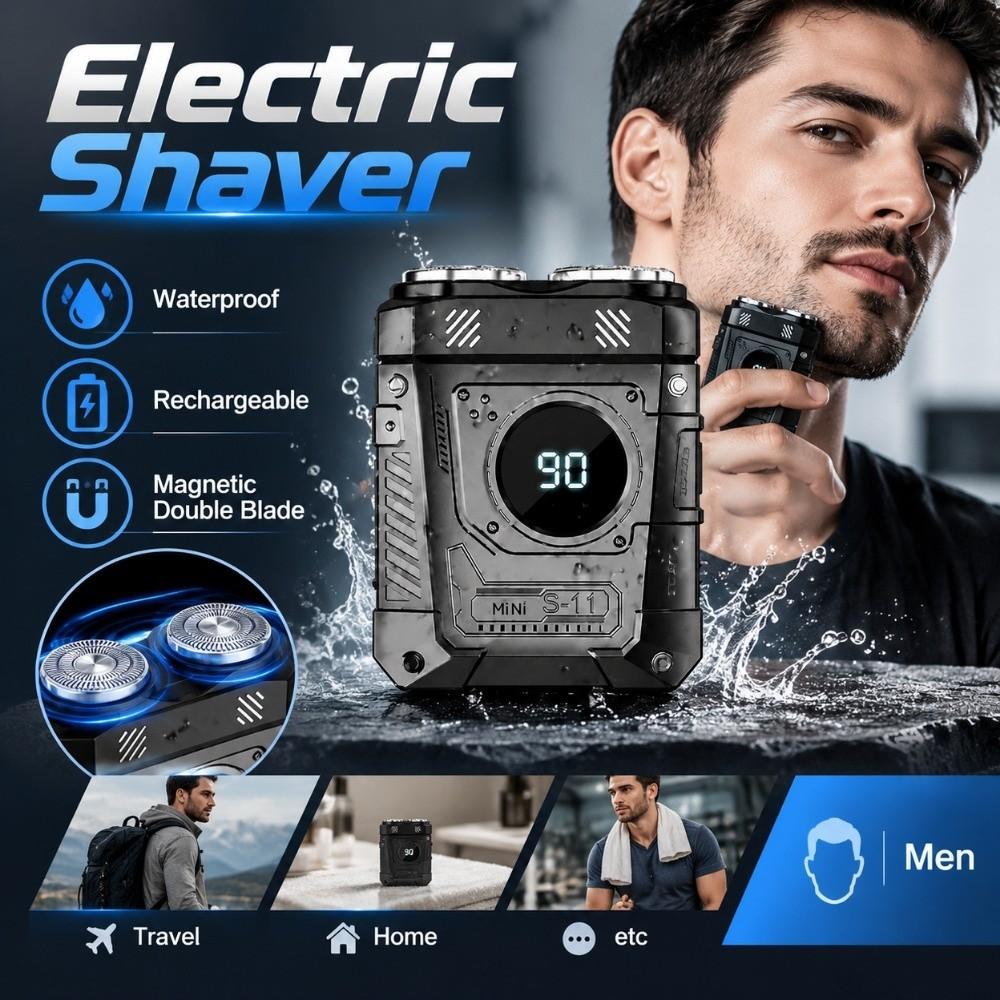 Portable Electric Shaver Rechargeable Mini Shaver Mecha Punk Style Beard Razor  Men