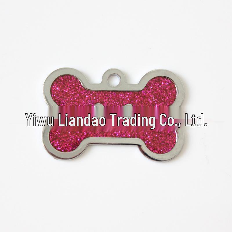 HC535 10-Color Glitter Dog Bone Metal Pet Tag Pendant