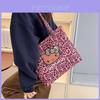Hello Kitty Leopard Print Canvas Girls Shoulder Bag With Breathable Lightweight Fabric For School And Daily Use