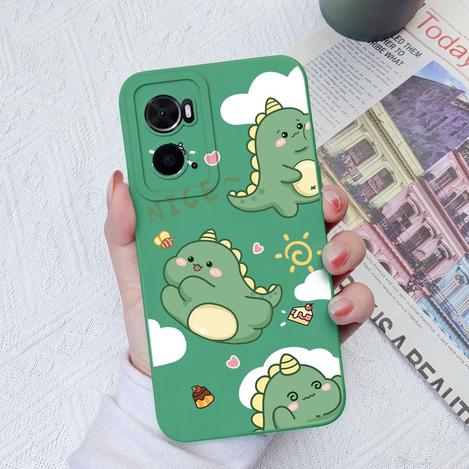 Case For OPPO A72 A78 A94 A91 A76 A73 A93 A8 AX7 Back Cover Cute Dinosaur Housing Shockproof Matte Soft Silicone Screen Protector Capa For OPPO Bumper