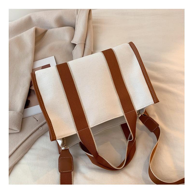 Korean Fashion Canvas Bag Korean Instagram Large Capacity Handheld Bag Women Commuter Shoulder Crossbody Tote