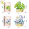HUIQIBAO MOC Bouquet Potted Plant Micro Building Blocks Eternal Flower Model DIY Home Desk Decoration Brick Toy For Children
