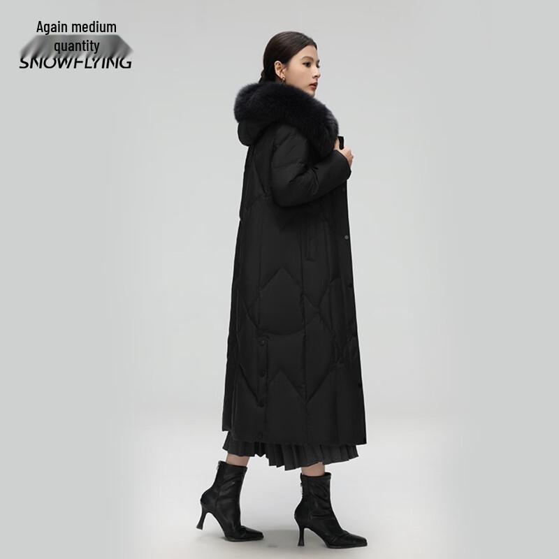 XueZhongFei Women's Long Hooded Fox Fur Collar Down Jacket