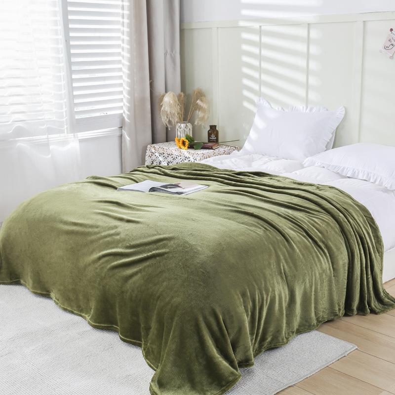 Solid Color Flannel Blanket Office Air Conditioning Soft Warm Imitation Mink Fur Throw Sofa Cover Bedspread Airplane Blankets