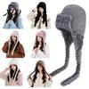 Cold Weather Headwear Women Trapper Hat, Wool Blend Knitted Hat with Ear Flaps, Fuzzy Casual Hats Trim, Warm Winter Knit for Hiking Skiing Protection