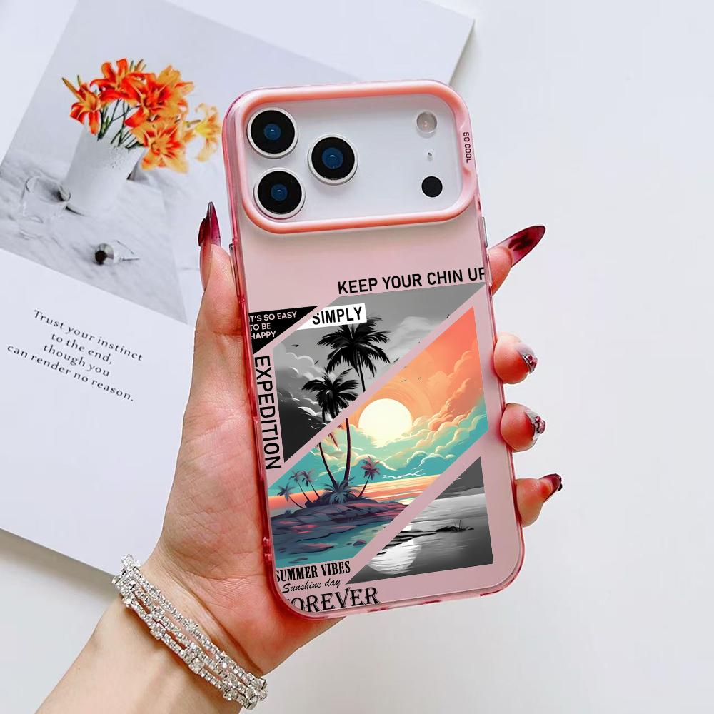 Fashion Landscape Phone Case For iPhone 17 16 15 14 13 12 11 Pro Max Air Matte Laser Aurora Shockproof Funda