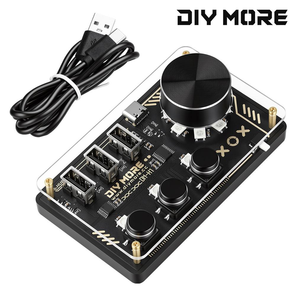DC 5V Diymore Hub Dm-H1 Hub Docking Station 3 Programmable Keys WS2812B RGB LED Lights Custom Keyboard Desktop Controller Type C