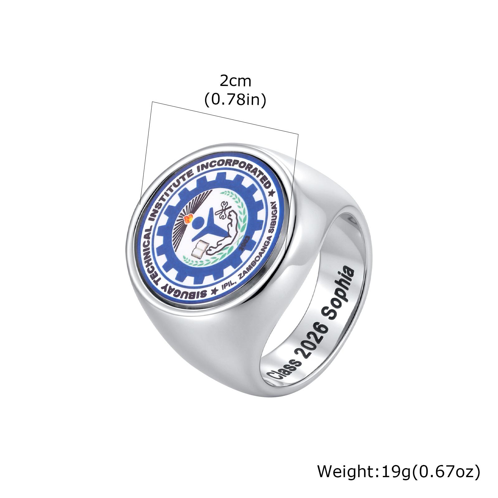 

Customize Photo Logo School Badge Signet Ring, Personalized Engrave Text Custom Stainless Steel Jewelry Keepsake Graduation Gift US size 7