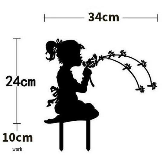 Modern Art Metal Silhouette: Little Girl Garden Stake