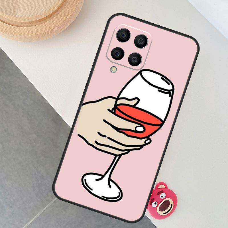 Red Wine Glass Case For Samsung Galaxy M14 M34 M54 M33 M21 M31 M16 M36 M56 M53 M13 M12 M32 M52 M15 M55 M35
