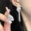Zircon Fringed Earrings Niche Design Light Luxury Cold Wind Advanced Sense Stud Earrings Sweet Cool Hot Girl Y2K Earrings