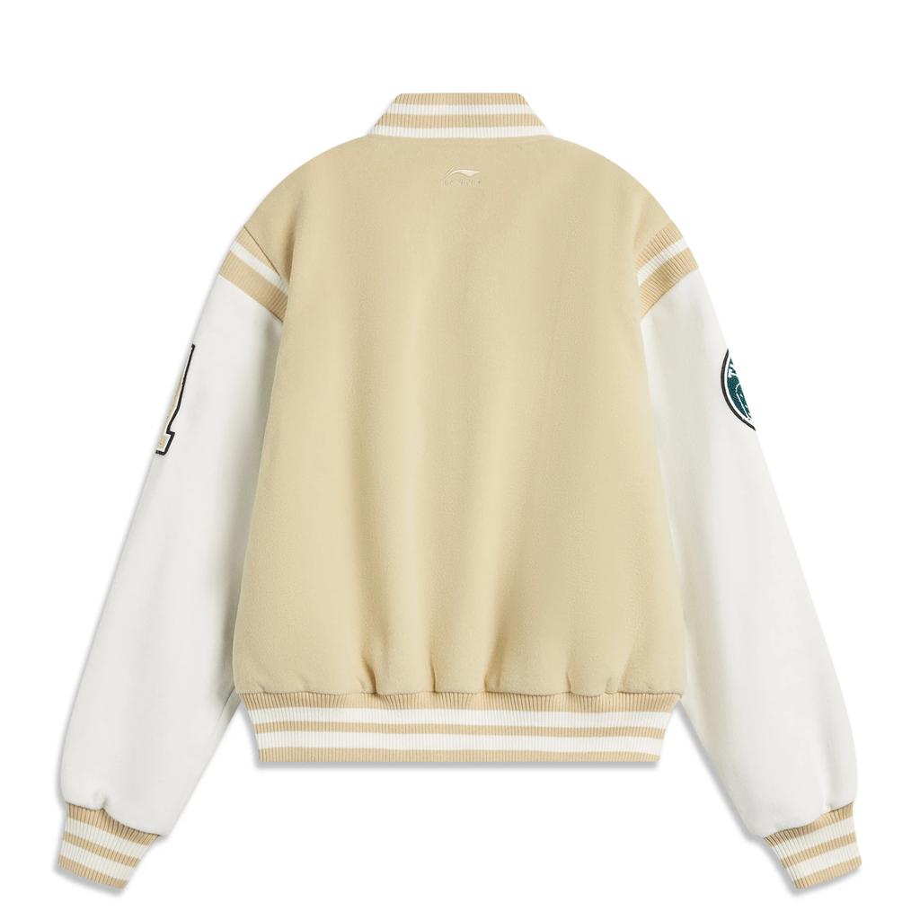 Li-Ning Sports Lifestyle Series Color Block Letter Zipper Comfortable Breathable Versatile Loose Baseball Jacket Women Jackets AFDU346-4