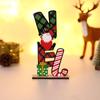 Christmas Festive DIY Wooden Colored Letters Faceless Santa Display Stand Ornament