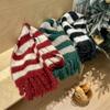 Color matching striped knitted scarf women's winter high-end sense fashion atmosphere sense warm fringed scarf