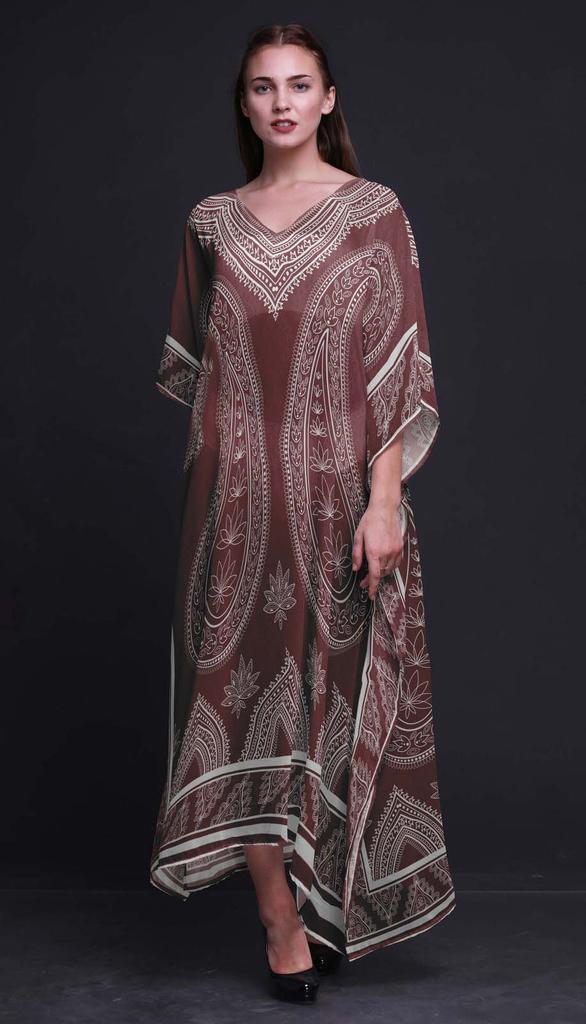 Phagun Floral & Paisley Beach Kaftan Bikini Cover Up Womena    S Maxi Dress Long