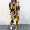 Women Oversized Long Sleeve Tee And Elastic Waist Straight Pants Two Piece Home Casual Suit