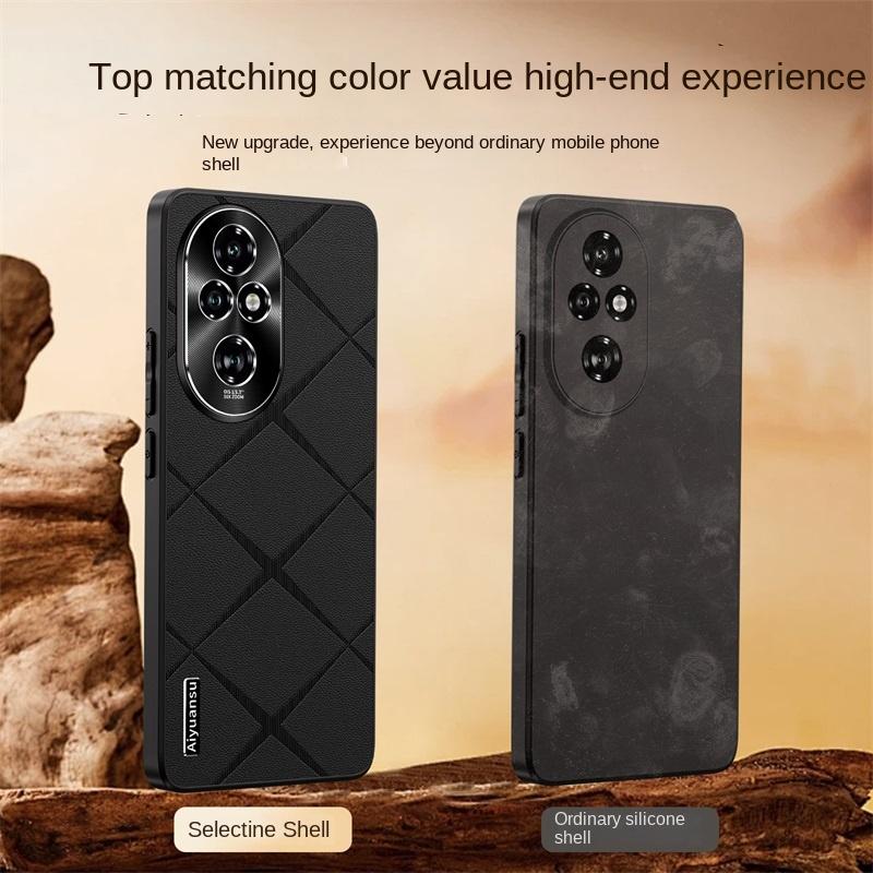 For Honor 200 200 Pro High-luxury Vegan Leather Metal Lens Protection Anti-drop and Anti-fingerprint Phone Case