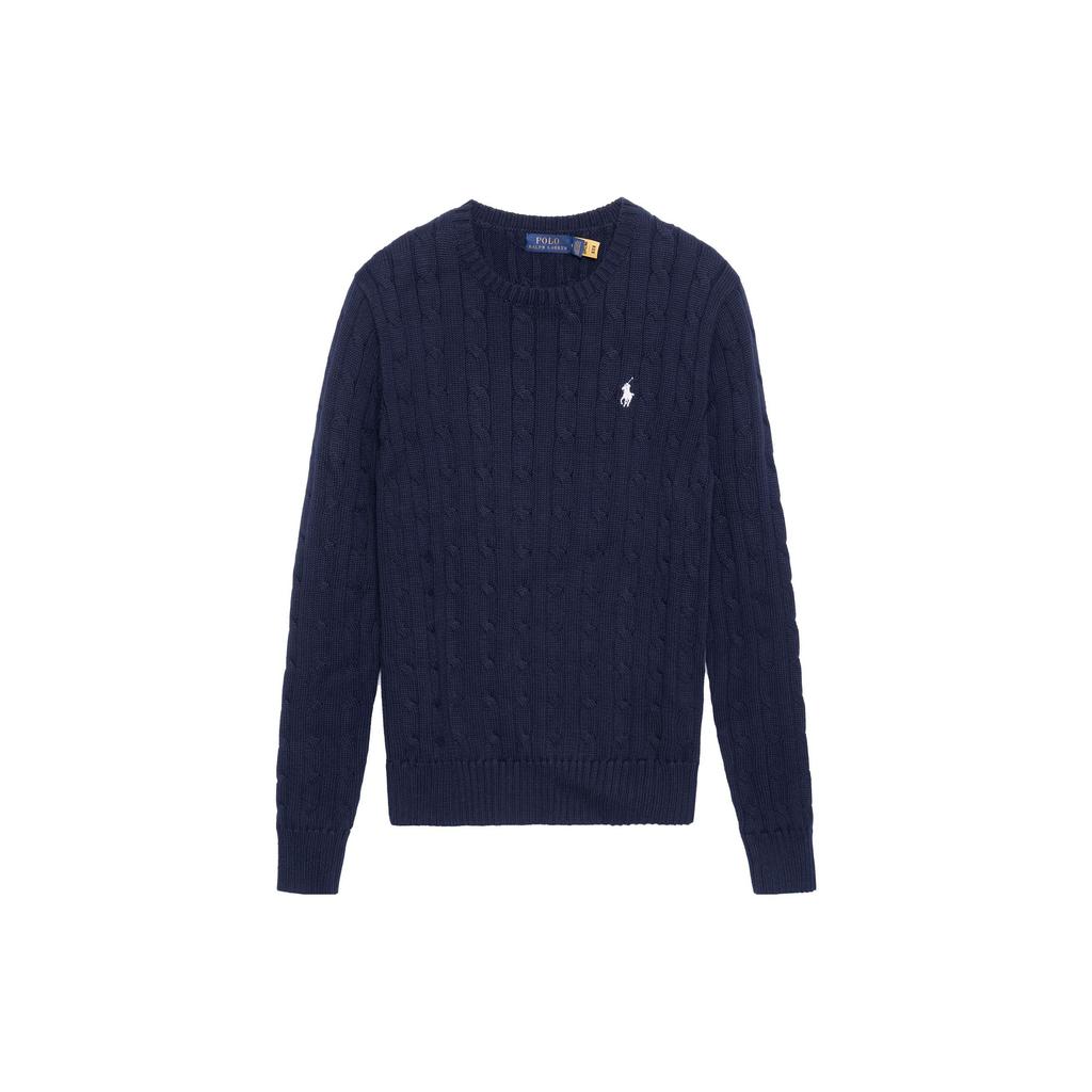 Polo Ralph Lauren SS23 Solid Color Logo Embroidered Cable Knit Sweater Women Sweater Navy-Blue 211747397-001