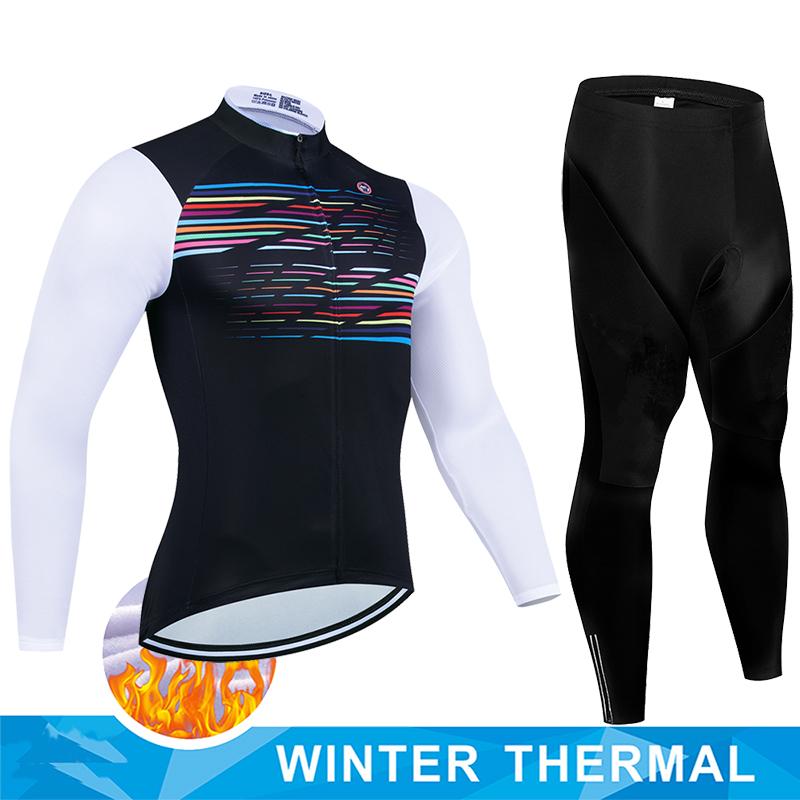 2025 Men Winter Thermal Fleece Cycling Jersey Set MTB Bike Uniform Warm Clothes Maillot Ropa Ciclismo Long Sleeve Clothing