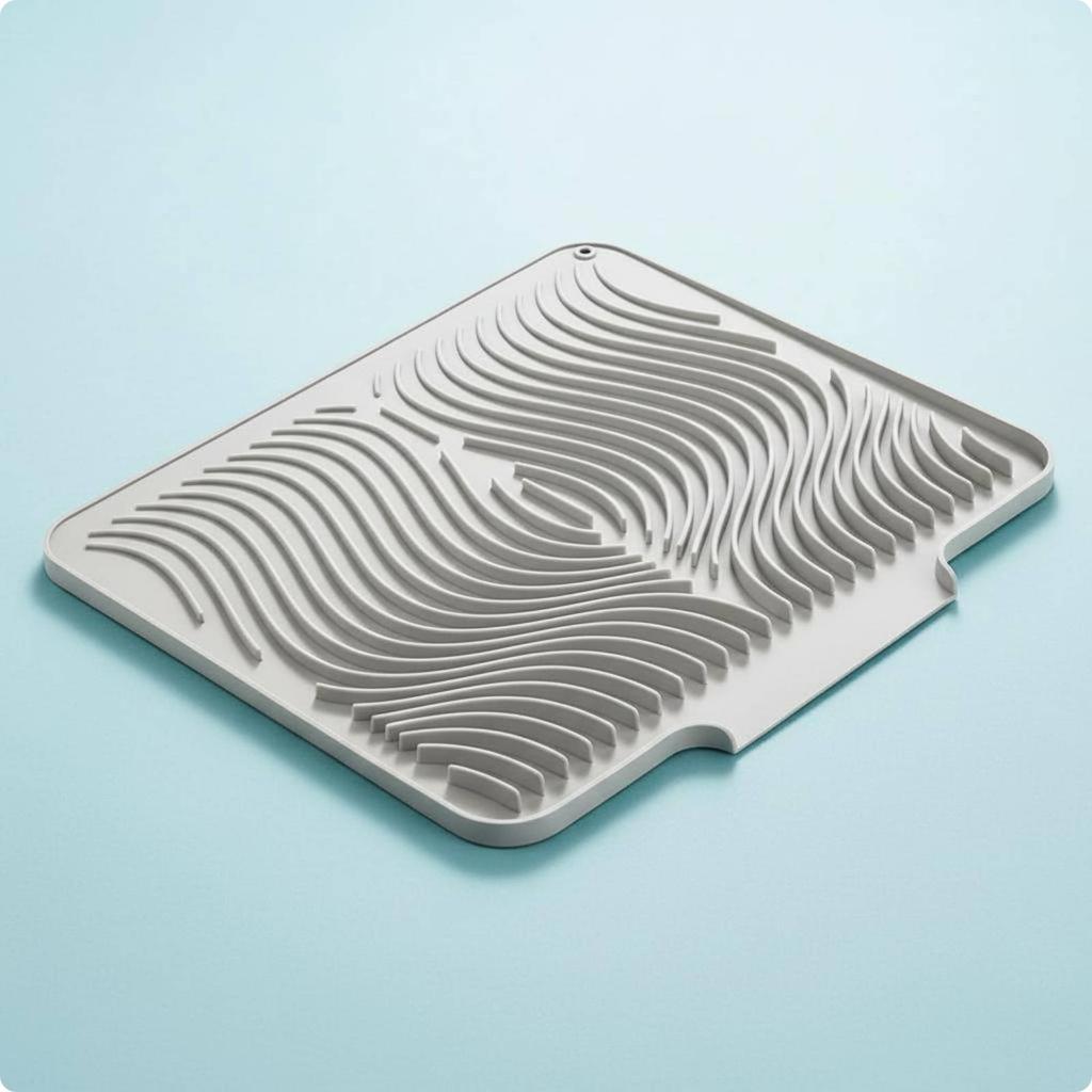 Sloped Draining Tray Heat Resistant Silicone Dish Drying Mat Kitchen Counter Draining Pad Easy to Clean for Bar