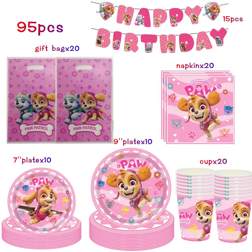 Birthday Decorations Paw Patrol for Girl Paw Patrol Birthday Kit Tablecloth Plate Cup Baby Shower Skye Birthday Party Favors