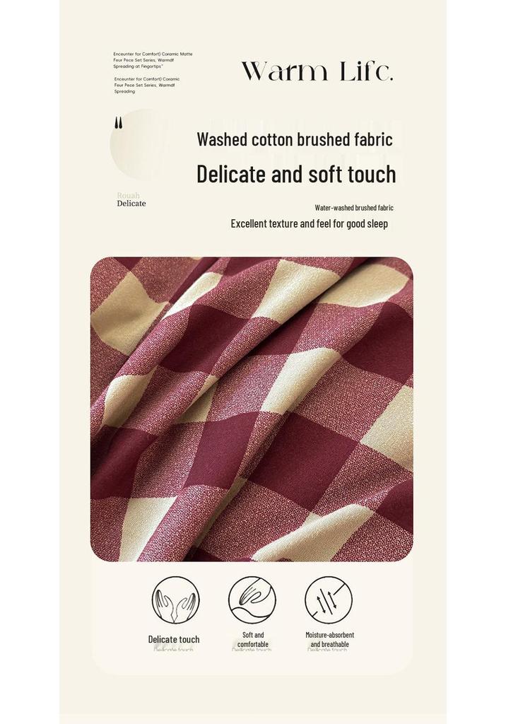 Retro Lace Washed Cotton 4-Piece French Bedding Set: Bed Sheet, Duvet Cover, Fitted Sheet - 2026 Design for Dormitory Style