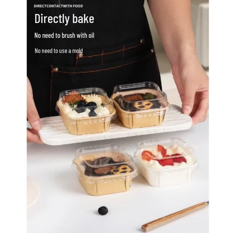 Mu Baisen Disposable Kraft Rectangular Baking Paper Cups